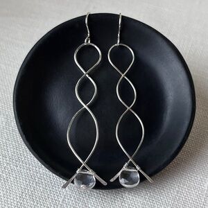 Sterling Silver 925 Rose Quartz Twist Drop Earrings